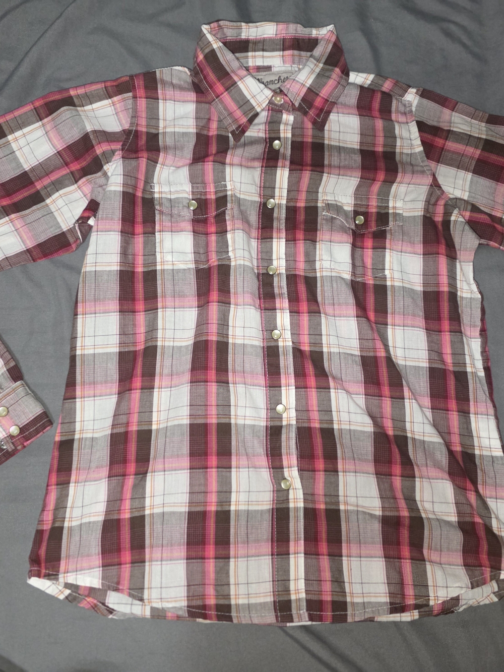 Wrangler Plaid Shirt in Pink, Brown & White